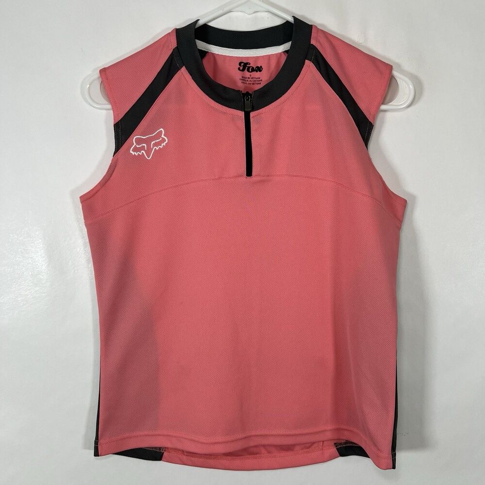 Fox Racing 1/4 Zip Sleeveless Cycling Jersey Womens Size Small Pink Back Pocket